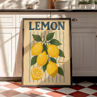 Vintage Citron Kök Medelhavet Väggtryck Poster