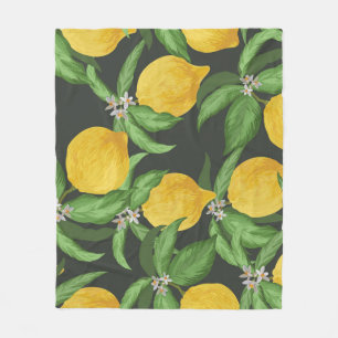 Vintage Citron Tropiskt Mönster Fleecefilt
