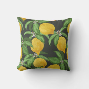 Vintage Citron Tropiskt Mönster Kudde