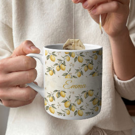 Vintage Citronblomma – Elegant Botanisk Citrus Kaffemugg