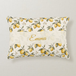 Vintage Citronblomma – Elegant Botanisk Citrus Prydnadskudde