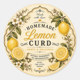 Vintage citroncurd-etikett runt klistermärke