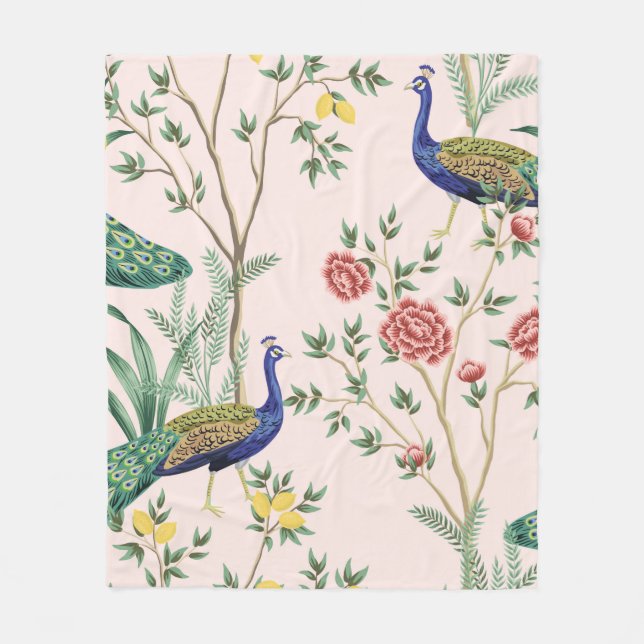 Vintage citronfrukt träd, vegetabiliska, exotiska  fleecefilt (Framsidan)