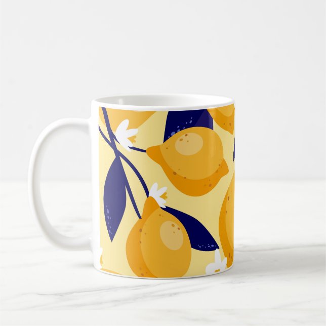 Vintage citronfrukter: mat mönster. kaffemugg (Vänster)