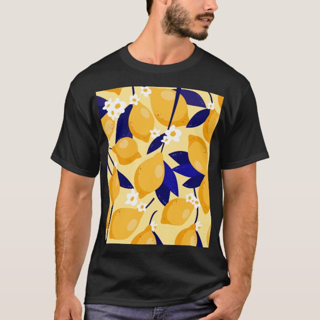 Vintage citronfrukter: mat mönster. t shirt (Framsida)
