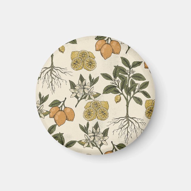 Vintage citronmönster magnet (Framsidan)