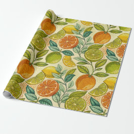 Vintage Citrus Botaniskt Presentpapper