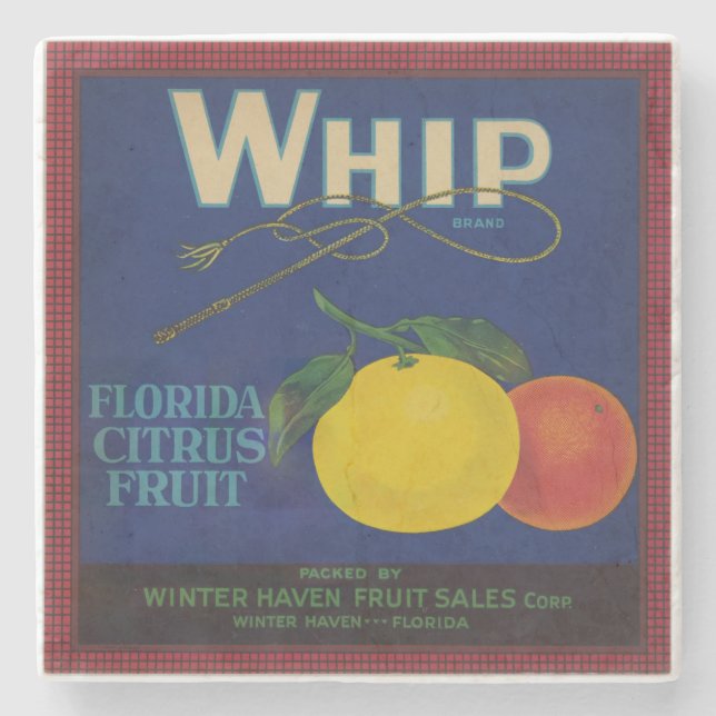 Vintage Citrus Fruit-etikett Stenunderlägg (Framsidan)