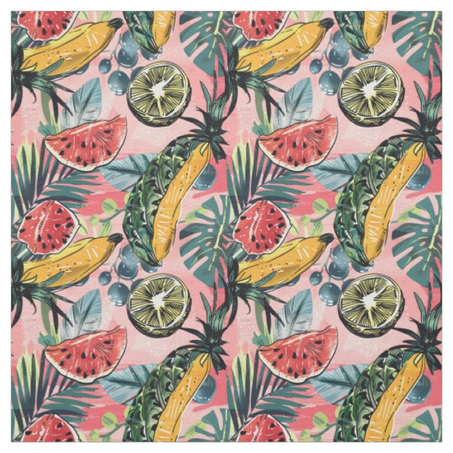 Vintage Citrus Frukt Mönster Tyg (Provkarta)