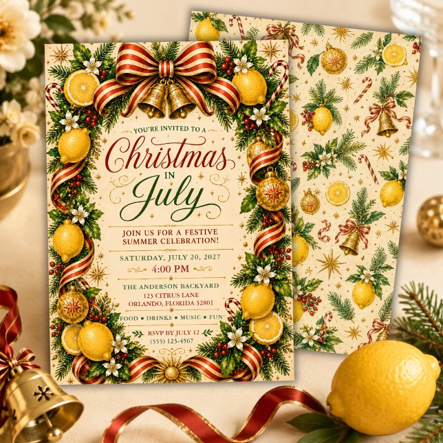 Vintage Citrus Juljul Inbjudningar (Skapare uppladdad)