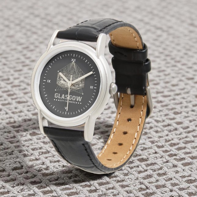 Vintage City Chambers Classic Black Leather Armbandsur (Skapare uppladdad)