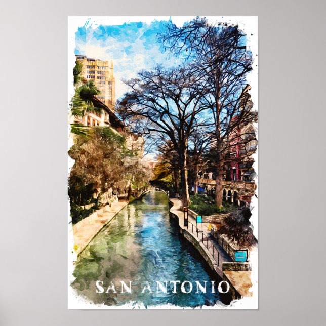 Vintage City i BeSnyval San Antonio Texas Poster (Framsidan)