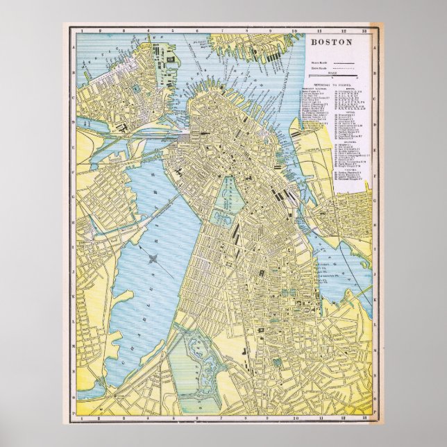 Vintage City Map of Boston 1888 Poster (Framsidan)