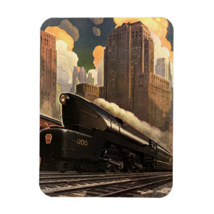 Vintage City, T1 Duplex-tåg på järnvägsspår Magnet