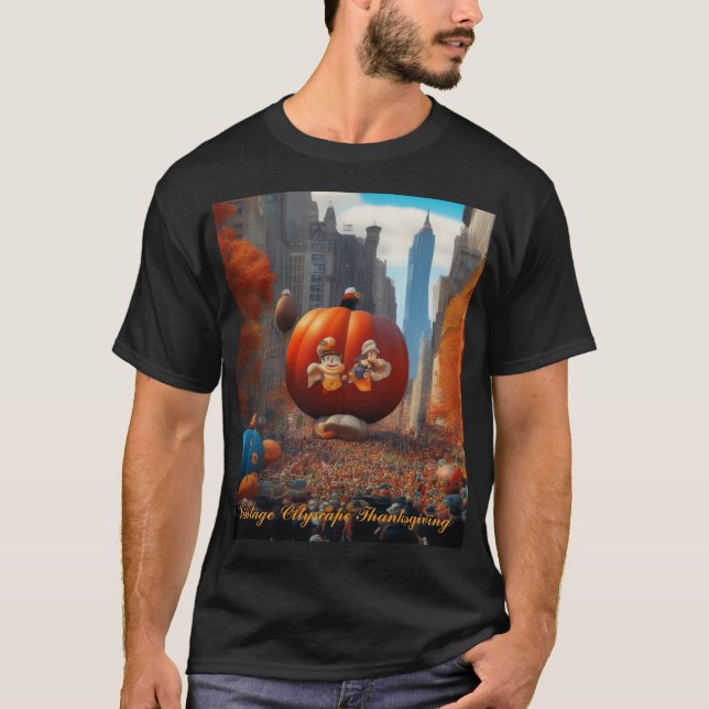 Vintage Cityscape-Thanksgiving T Shirt (Framsida)