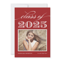 Vintage Class of 2025 Red Photo Studenten