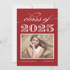 Vintage Class of 2025 Red Photo Studenten Inbjudningar