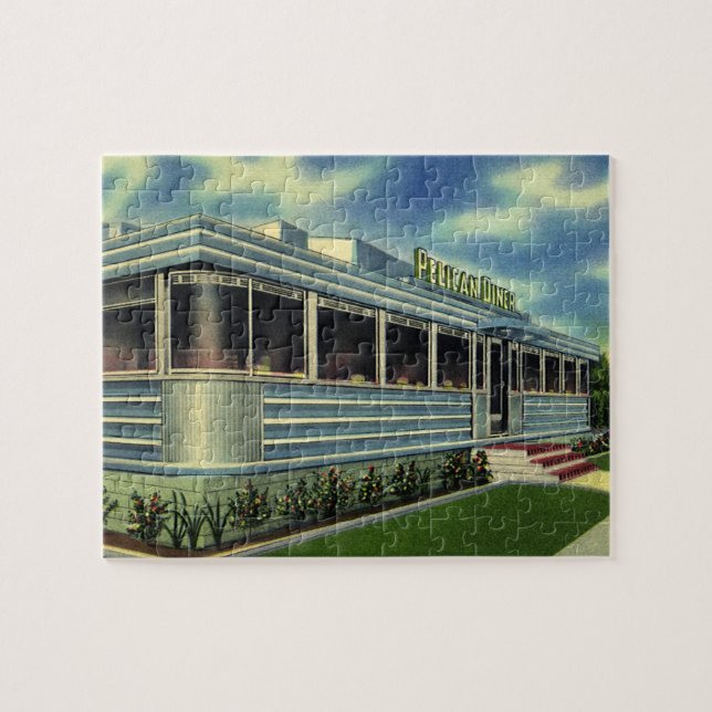 Vintage Classic 50s Retro restaurang Pelican Diner Pussel (Horisontell)