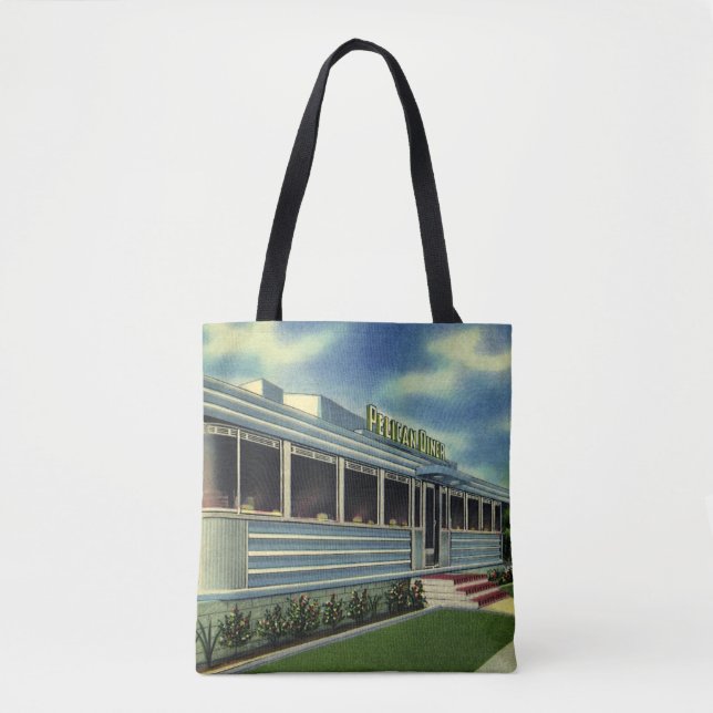 Vintage Classic 50s Retro Restaurang Pelican Diner Tygkasse (Framsida)