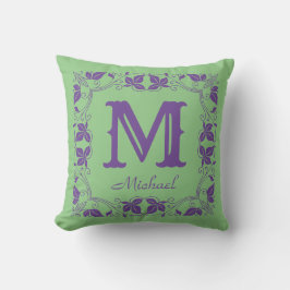 Vintage Classic Blommigt Personlig Monogram Namn Kudde