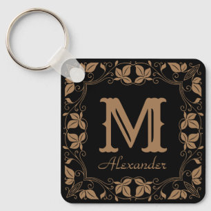 Vintage Classic Blommigt Personlig Monogram Namn Nyckelring
