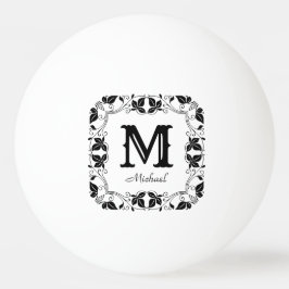 Vintage Classic Blommigt Personlig Monogram Namn Pingisboll