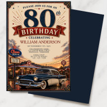 Vintage Classic Car 80th Birthday