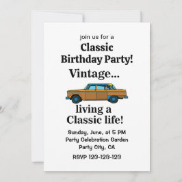 Vintage Classic Car Birthday Inbjudningar