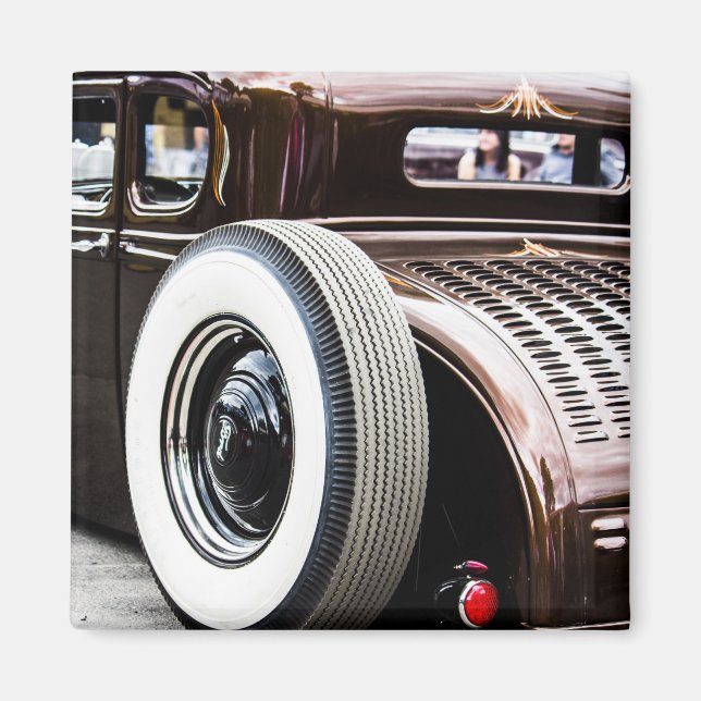 Vintage Classic Car Råtta Rod Chopped & Droppe Magnet (Framsidan)