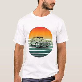 Vintage Classic Car Sunset Linjer T Shirt