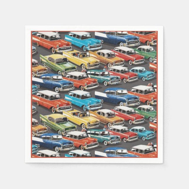 Vintage Classic Cars Mönster Napkins Pappersservett (Framsidan)