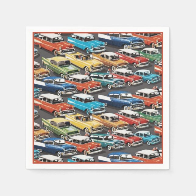 Vintage Classic Cars Mönster Napkins Pappersservett (Framsidan)