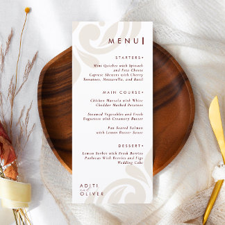 Vintage Classic Chic Typography Burgundy Wedding Meny