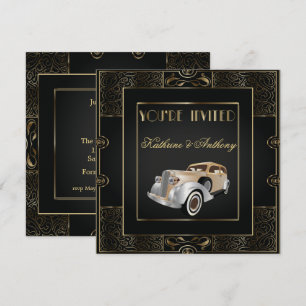 Vintage Classic Gatsby Stil bröllopsinbjudan Inbjudningar