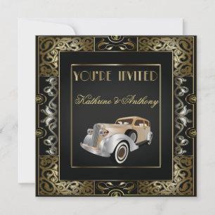 Vintage Classic Gatsby Stil bröllopsinbjudan Inbjudningar