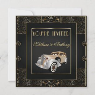 Vintage Classic Gatsby Stil bröllopsinbjudan Inbjudningar