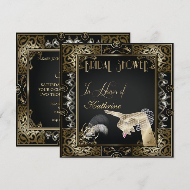 Vintage Classic Gatsby Stil Möhippa Inbjudningar (Fram/baksida)