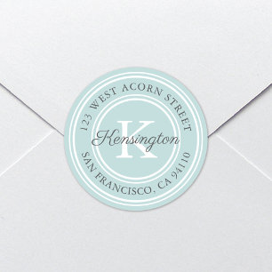 Vintage Classic Monogram   Cirkulär adressetikett Runt Klistermärke