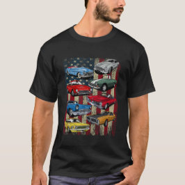 Vintage Classic Muscle Car Retro American Flagga P T Shirt