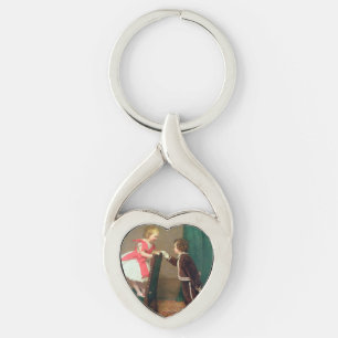 Vintage Classic Painting of Victorian Children Twisted Heart Silverfärgad Nyckelring