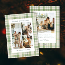 Vintage Classic Sage-rutigt julkort med 4 bilder