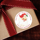 Vintage Classic Santa God jul Anpassningsbar Runt Klistermärke<br><div class="desc">De här vackra julklistermärkena är en bra gammal sann Nick själv i sitt klassiska Jultomten-överlämnande,  där han säger: "Ha dig själv en god liten jul". Anpassa genom att lägga till ditt/dina namn. Gör en förtjusande märkre av helgdag!</div>