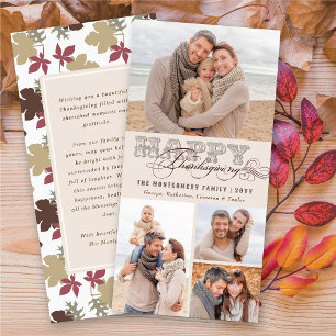 Vintage Classic Scrollss Happy thanksgiving 4 Phot Julkort