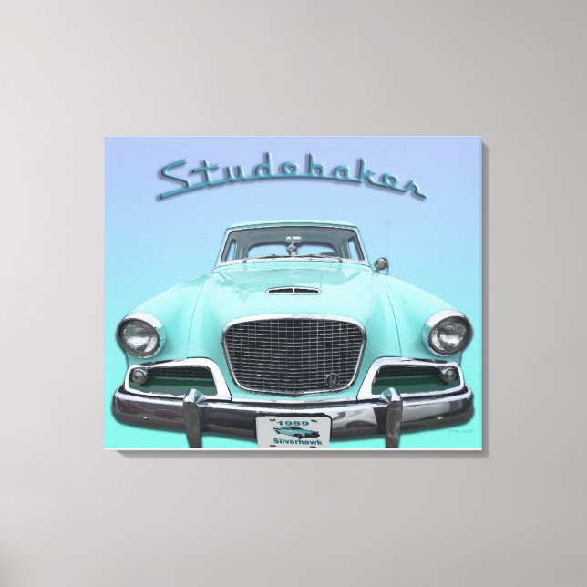 Vintage Classic Studebaker Silver Hawk 1959 Car Canvastryck (Framsida)