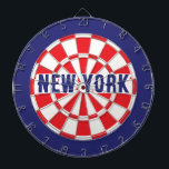 Vintage classic style NEW YORK White Navy and Red Darttavla<br><div class="desc">Vintage classic style NEW YORK White Navy and Red Colored Dart Board Game Including 6 Brass Darts (can personalize text)🎯Please let me know if you have additional questions and because Zazzle's customer support handles the customer experience you may reach Zazzle customer support by chat, phone or email as explained in...</div>