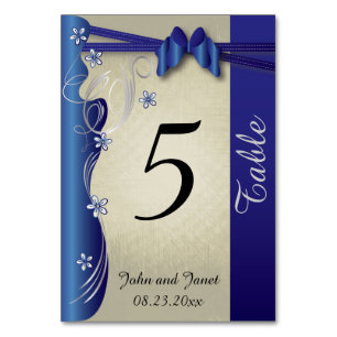 Vintage Classy Curvy Design Sapphire och Silver Bordsnummer
