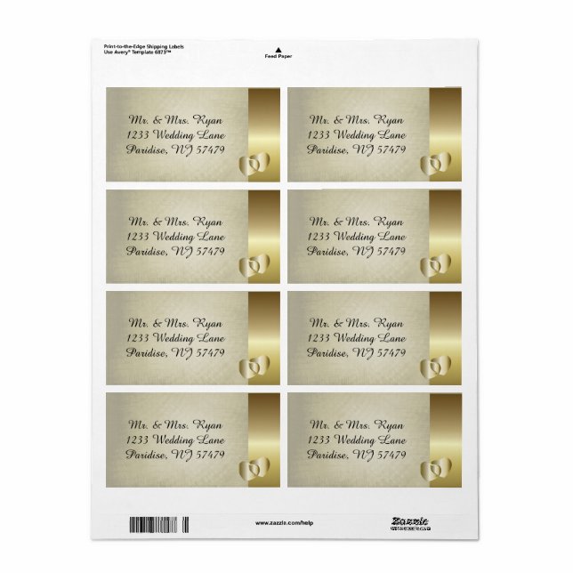 Vintage Classy Guld Heart Fraktsedel (Helt Ark)