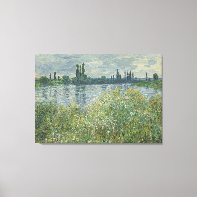 Vintage Claude Monet Banker i Seine Vétheuil Canvastryck (Framsida)