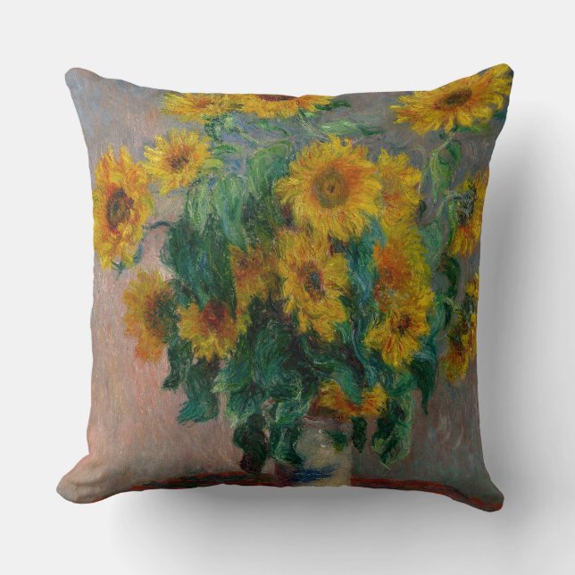 Vintage Claude Monet Bouquet Kudde (Framsida)