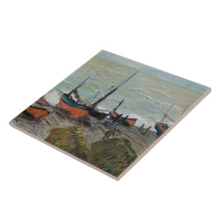 Vintage Claude Monet FishBoats Ceramic Tile Kakelplatta